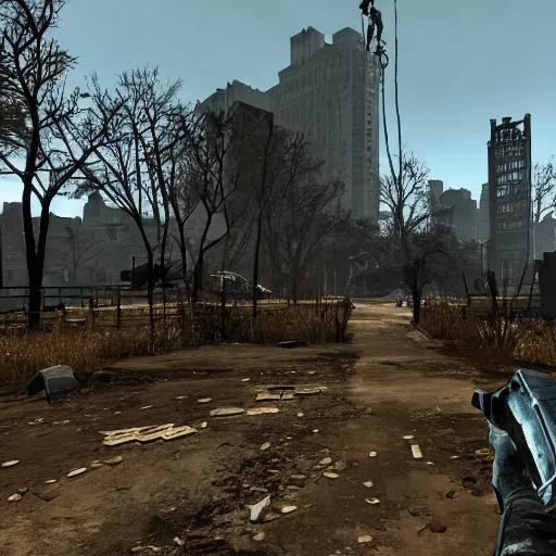 Image similar to central park, new york city in ruins post - nuclear war in fallout 4, in game screenshot