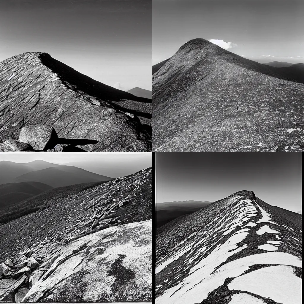 Prompt: Franconia Ridge Mount Lafayette, original photography by Ansel Adams