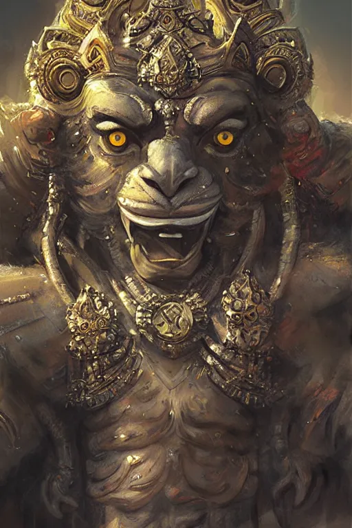 Image similar to Narasimha, fourth avatar of the Hindu god Vishnu, concept art by Craig Mullins