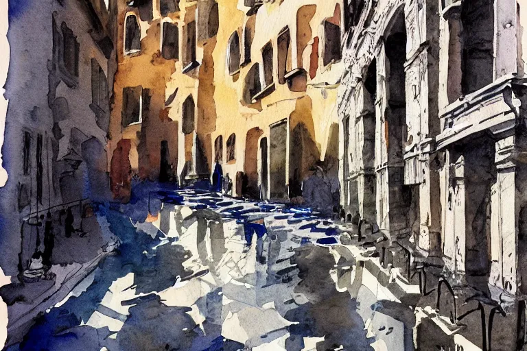 Prompt: !! watercolor!! rome in a sunny day, artwork by tooth wu, colorful high contrast,!! very coherent!!, dark shadow, thick lineart