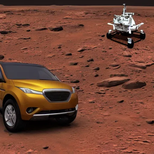 Prompt: enterprise rent-a-car on the surface of Mars