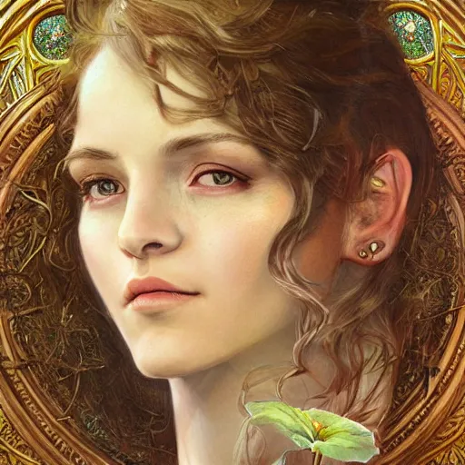 Prompt: realistic detailed face portrait of heaven by emilia dziubak, will terry, greg olsen, chris mars, ann long, and mark brooks, fairytale, female, feminine, art nouveau, illustration, character concept design, storybook layout, story board format