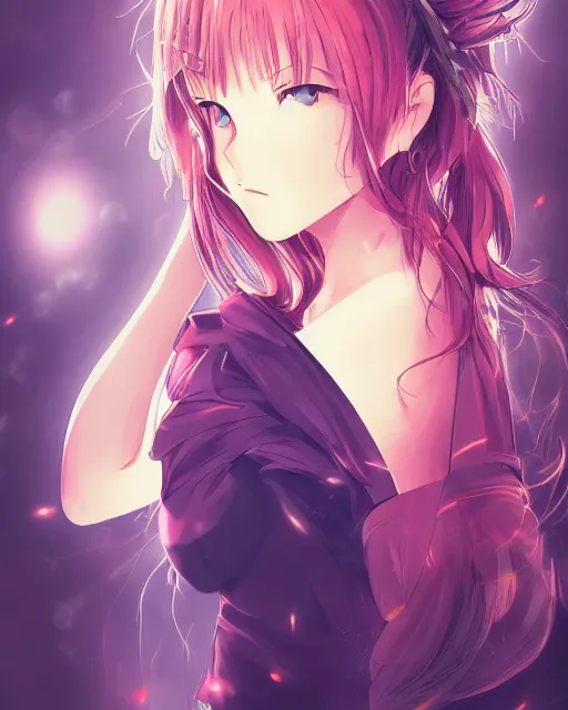 Image similar to anime illustration of a woman entranced, portrait, bewitched, mesmerized, hypnotized, highly detailed, dramatic lighting, cinematic composition, concept art, sharp focus, colorful, photorealistic