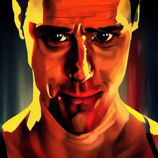 Prompt: jim carrey as tyler durden, fight club movie, 8 k, trending on artstation