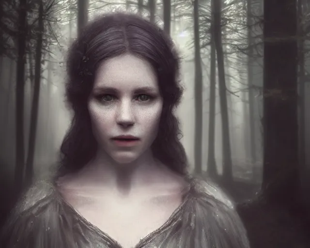 Prompt: 5 5 mm portrait photo of a real life cirila fiona, in a magical forest. dark atmosphere. art by greg rutkowski. highly detailed 8 k. intricate. lifelike. soft light. nikon d 8 5 0.