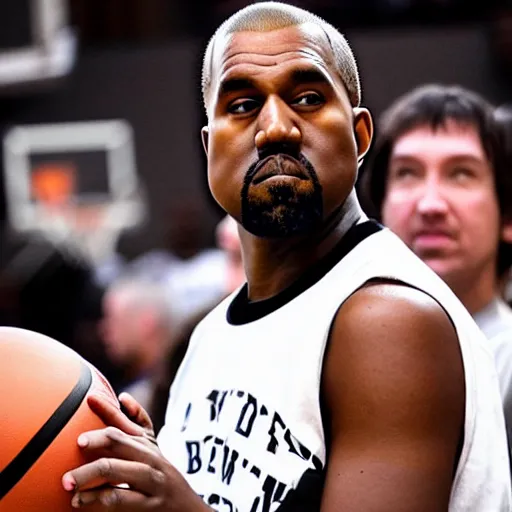 Image similar to kanye west playing against a wheelchair basketball team