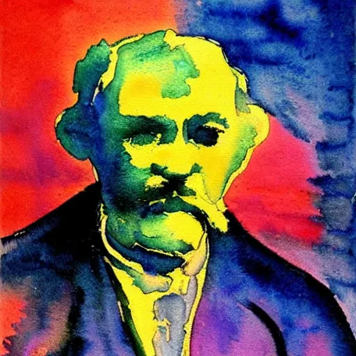 Prompt: a portrait a very ordinary person, by Emil Nolde, watercolour, astract, vivid colors, flat bold color