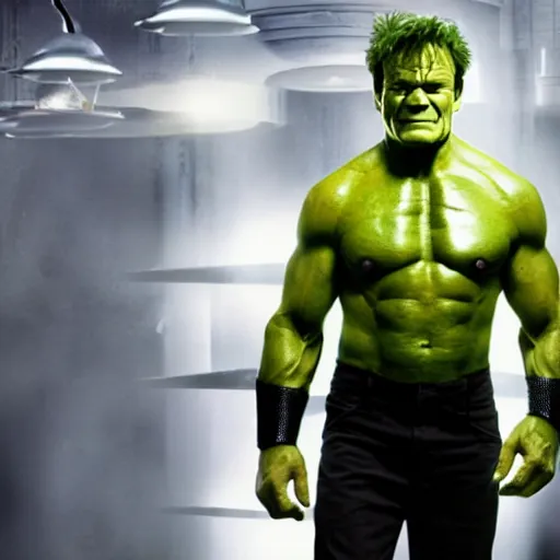 Image similar to gordon ramsey starring as the incredible hulk, movie still, 8 k