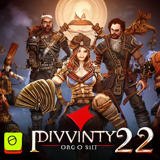 Image similar to divinity original sin 2, div os 2, div 2, group chat icon, 8 k high quality digital art icon art