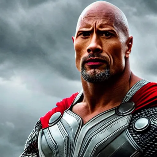 Image similar to Dwayne Johnson as Thor 4k detail