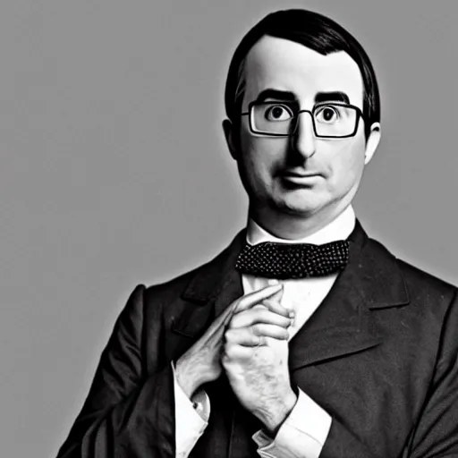 Prompt: john oliver in victorian era dress