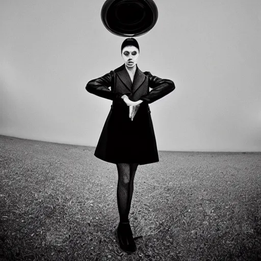 Image similar to fisheye medium format photograph of a surreal fashion shoot