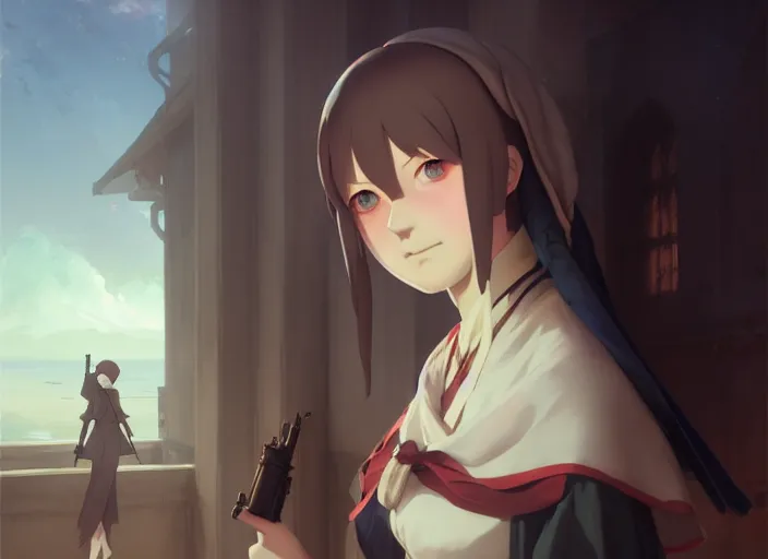 Image similar to florence nightingale, crimean war hospital, 1 8 5 4, delicate features finely detailed perfect art, gapmoe yandere grimdark, trending on pixiv fanbox, painted by greg rutkowski makoto shinkai takashi takeuchi studio ghibli