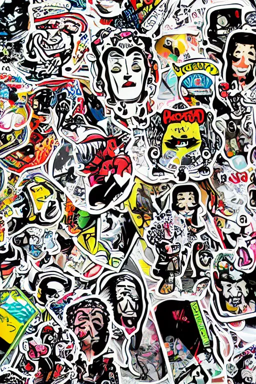 Prompt: sticker art, cronobreaker moai statue popart slap face caricature comic book illustration cartoon graffity street digital