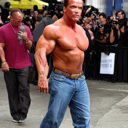 Prompt: Arnold Schwarzenegger as Kim Kardashian