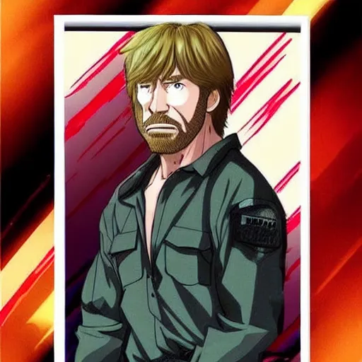 Image similar to Chuck Norris as a anime character