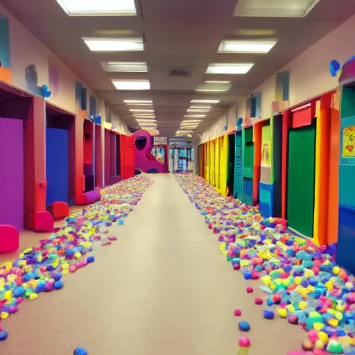 Prompt: endless corridors made of softplay