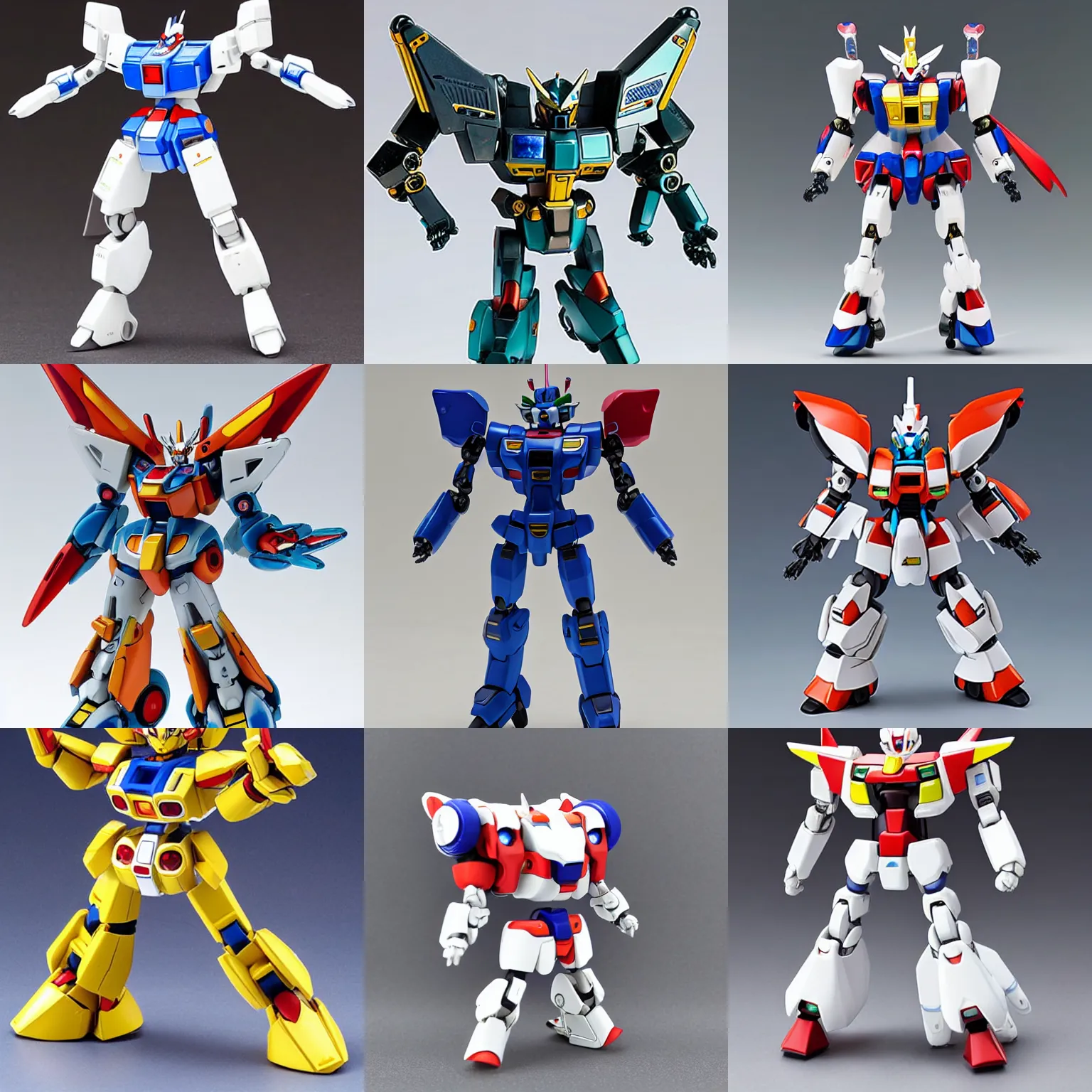 Prompt: a gashapon chibi super - deformed gundam mecha robot, mechanical, detailed, symmetry, design by hajime katoki, banpresto