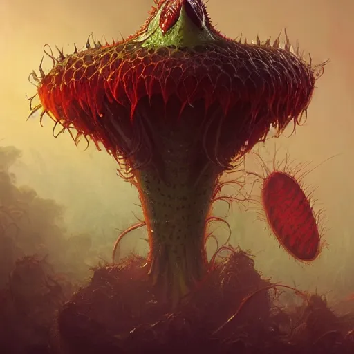 Prompt: the venus flytrap of satan. detailed digital art by greg rutkowski, thomas kinkade and keith parkinson, artstation, cgsociety, 8 k, hd