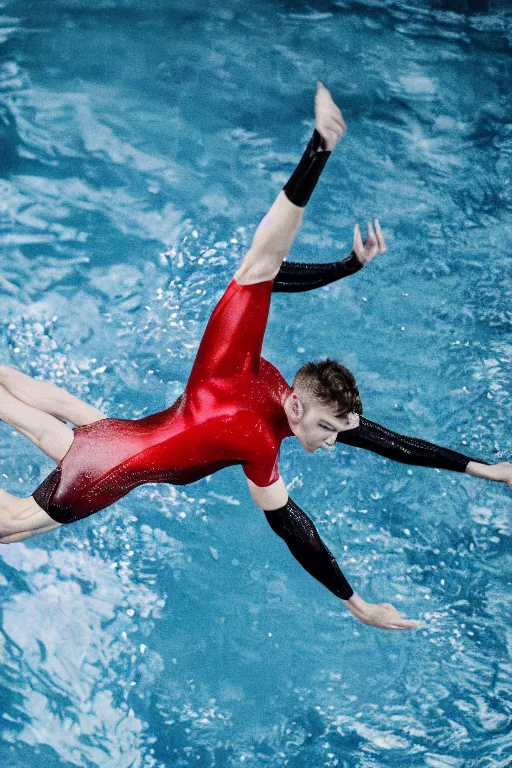 Image similar to troye sivan as an olympic diver, red weapon 8 k s 3 5, cooke anamorphic / i lenses, highly detailed, cinematic lighting