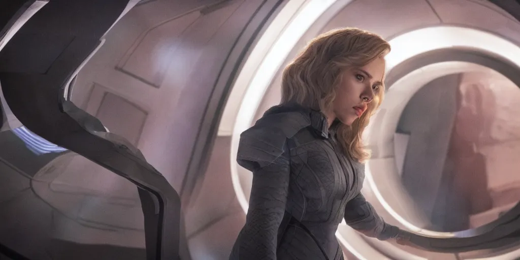 Prompt: Scarlett Johansson is the captain of the starship Enterprise in the new Star Trek movie
