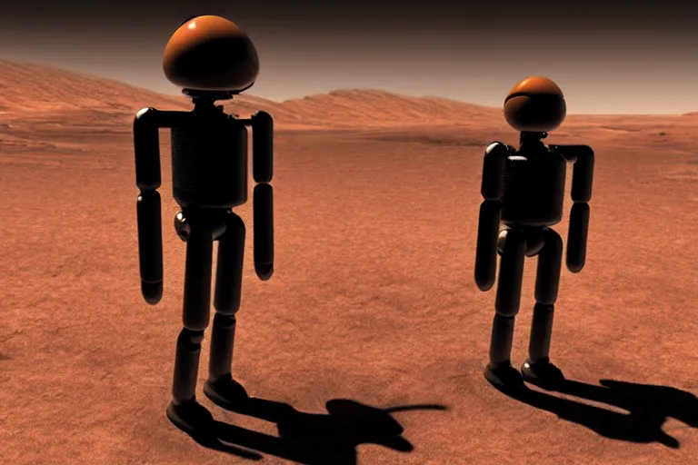 Image similar to realistic human - like man android on mars sci - fi low effort realistic ambient light and shadow