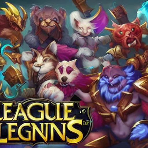 Prompt: League of Legends splash art for furry champion