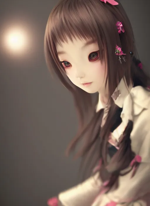 Prompt: gorgeous feminine Japanese schoolgirl, elaborate polished, trending on ArtStation, by Sakimichan, worksafe, sublime-classy-dignified ambience, 16k, sharp focus, volumetric lighting