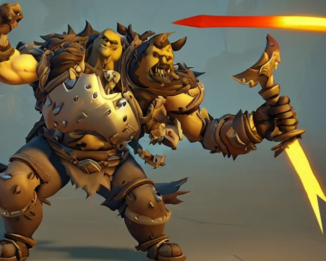 Image similar to orc with sword playable hero character in overwatch