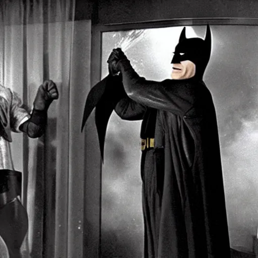 Image similar to batman having a cold shower, in the tv show, batman, 1 9 6 0 s