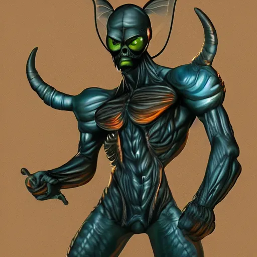 Prompt: muscular wasp alien, artstation