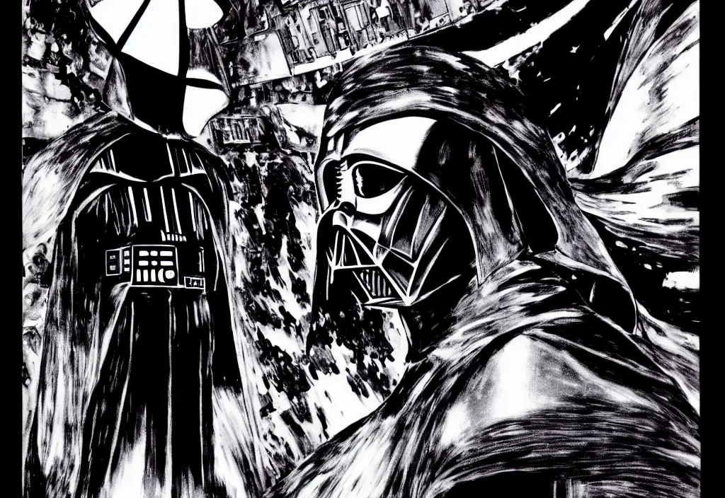 Image similar to darth vader by junji ito