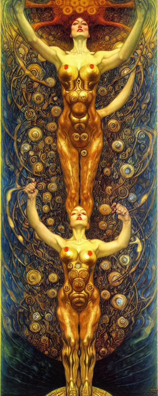 Image similar to Divine Chaos Engine by Karol Bak, Jean Delville, William Blake, Gustav Klimt, and Vincent Van Gogh, symbolist, visionary