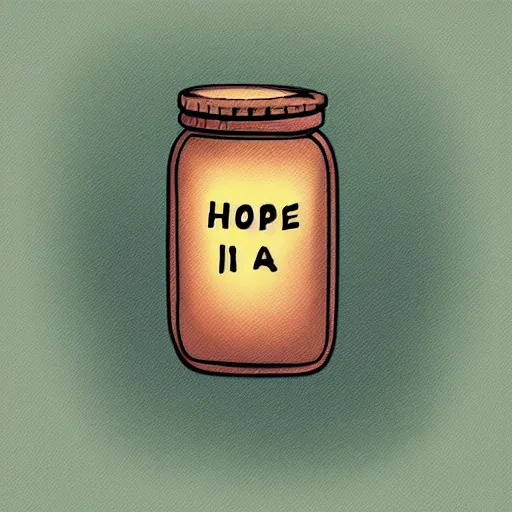 Prompt: hope is captured in a transparent jar, digital art