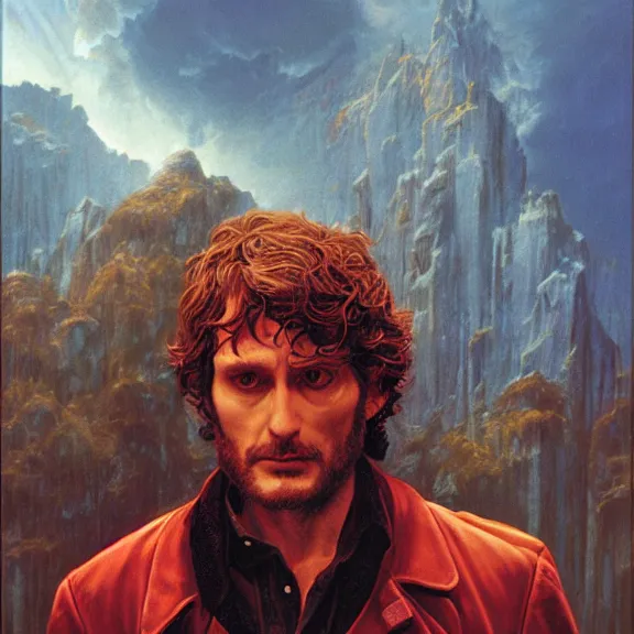 Prompt: will graham, hannibal, red, dark, by tim hildebrandt, golden ratio, environment, hyper detail, concept artbook