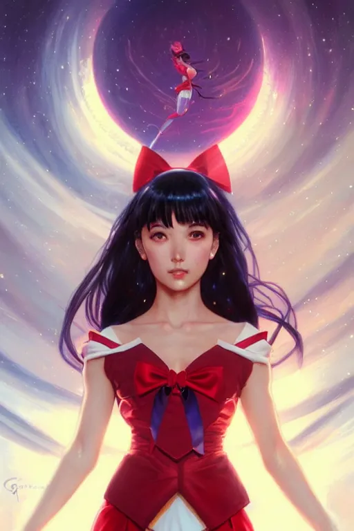 Prompt: sailor mars, fantasy, intricate, elegant, highly detailed, digital painting, artstation, concept art, matte, sharp focus, illustration, art by Artgerm and Greg Rutkowski and Alphonse Mucha