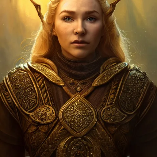 Image similar to the elder scrolls vi, majestic, gracious regal blonde female nord jarl portrait, rustic throne room, mysterious atmospheric lighting, painted, intricate, volumetric lighting, beautiful, rich deep colours masterpiece, golden hour, golden ratio, sharp focus, ultra detailed by leesha hannigan, ross tran, thierry doizon, kai carpenter, ignacio fernandez rios