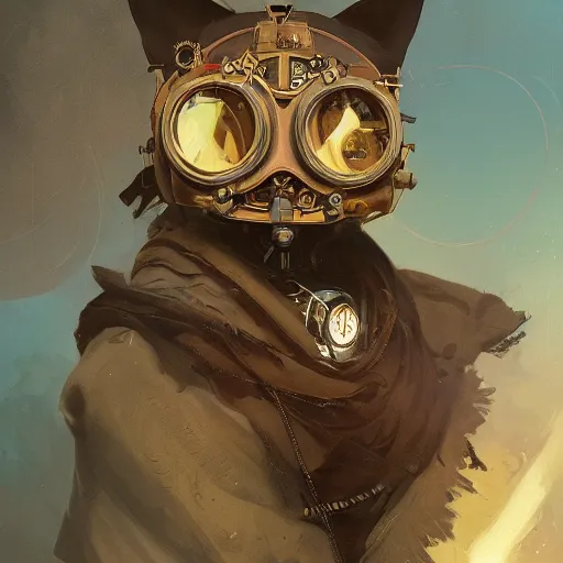 Image similar to Portrait of a steampunk cat, science fiction, highly detailed, digital painting, artstation, concept art, illustration, art by Greg Rutkowski and alphonse mucha