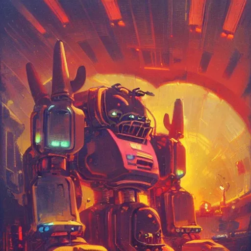 Image similar to a large anthropomorphic hamster shaped mecha by paul lehr and moebius