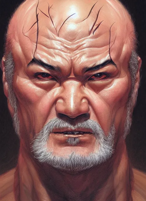 Image similar to Heihachi Mishima, closeup character portrait art by Donato Giancola, Craig Mullins, digital art, trending on artstation