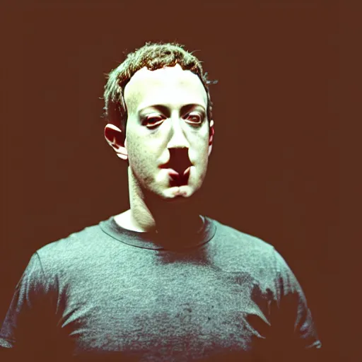 Image similar to portrait of evil sorcerer darth zuckerberg performing the dark sacrament, ominous dramatic low light, gritty high contrast, kodak portra 8 0 0, f 1. 8 8 5 mm zeiss lens