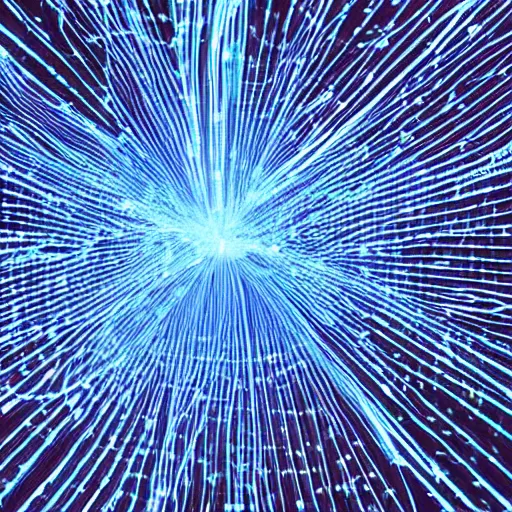 Image similar to “a neural network of fiber optics emitting dee blue light on a computer screen”