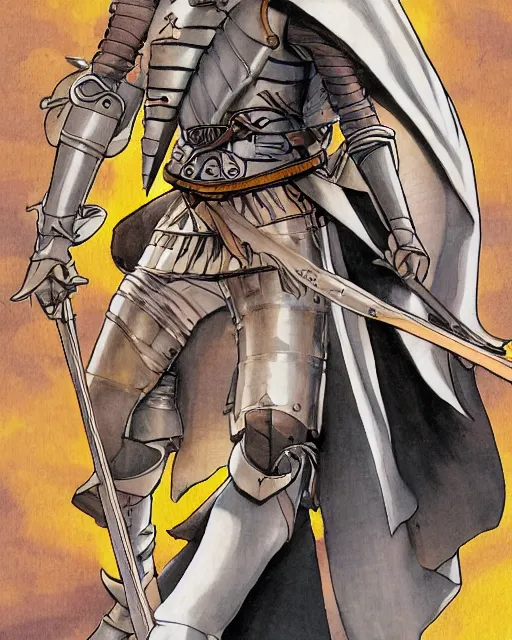 Prompt: illustration of a spanish conquistador, art by takeshi obata and clay mann, studio ghibli color cheme, portrait, tarot card