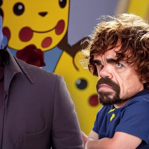 Image similar to peter dinklage disguised as pikachu