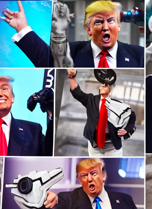 Image similar to donald trump as overwatch character instagram photo shoot