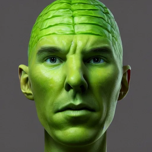 Prompt: hyperrealistic film full body still of benedict cumberbatch disguised as a cucumber, stunning 3 d render, inspired by istvan sandorfi & greg rutkowski & unreal engine, perfect symmetry, dim volumetric cinematic lighting, 8 k octane comprehensive render, extremely hyper - detailed, incredibly lifelike attributes, intricate, real flesh texture, masterpiece, artstation, stunning,