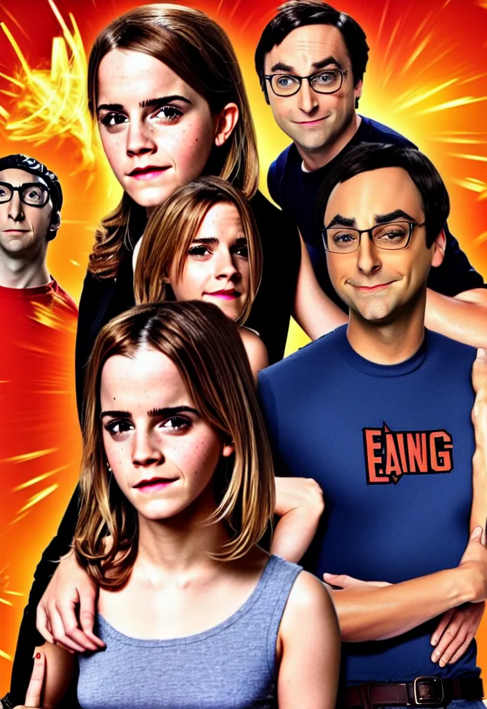 Image similar to emma watson starring in the big bang theory as penny, sitcom movie poster