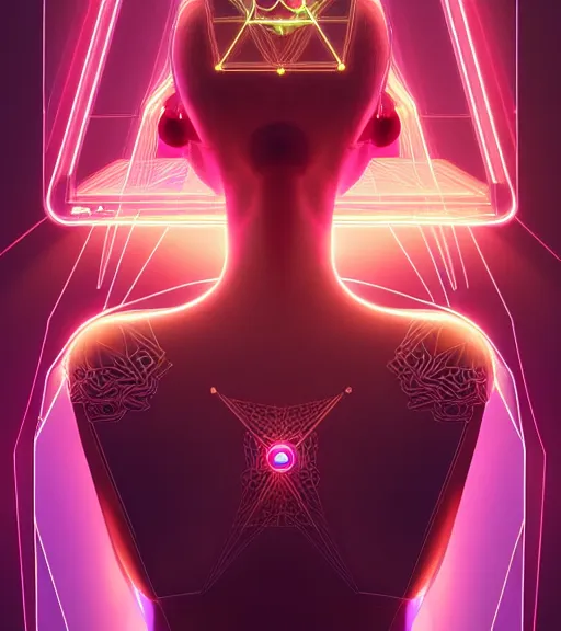 Prompt: symmetry!! european princess of technology, solid cube of light, hard edges, product render retro - futuristic poster scifi, lasers and neon circuits, beautiful european princess, intricate, elegant, highly detailed, digital painting, artstation, concept art, smooth, sharp focus, illustration, dreamlike, art by artgerm