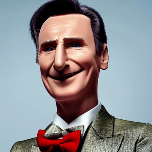 Prompt: liam neeson as pee wee herman, 8k, bowtie,