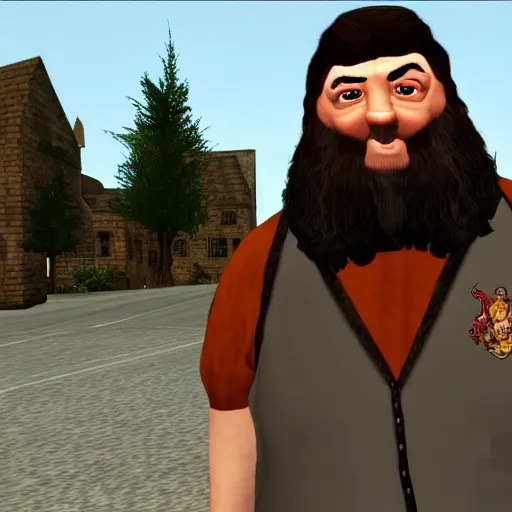 Prompt: harry potter ps 2 hagrid in grand theft auto